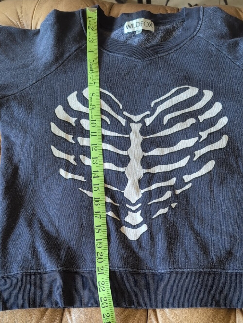 Wildfox Navy Sweatshirt with White Ribcage Heart Graphic - Picture 7 of 7
